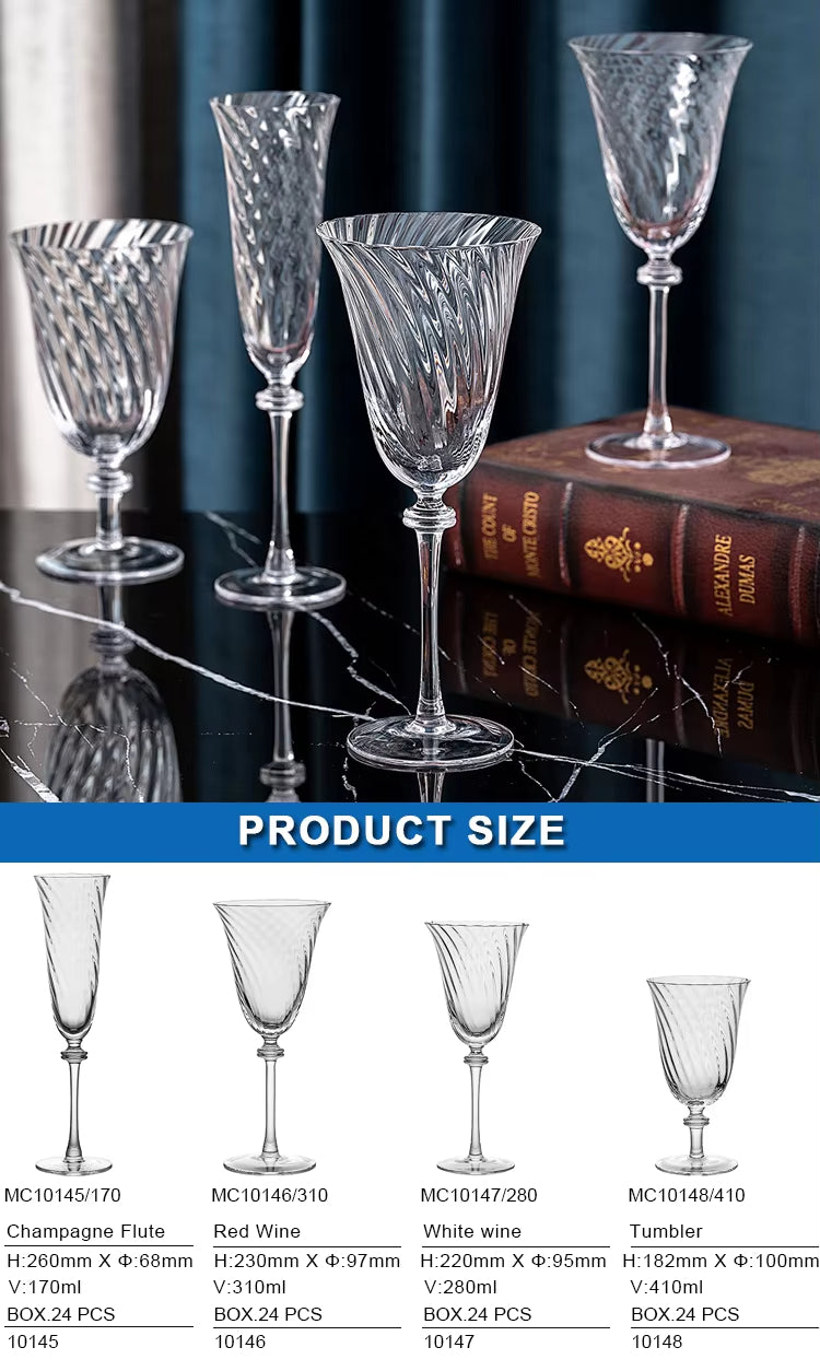 Clear handmade wine goblet stemware