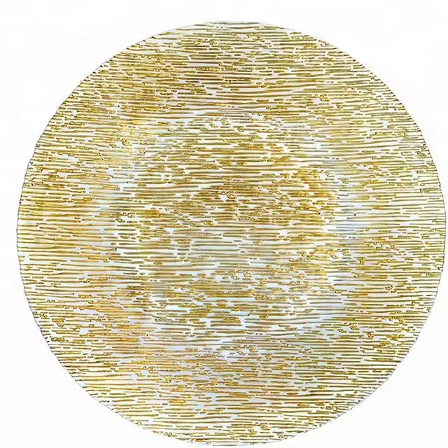 Gold Round Decorative 13inch Glass Charger Plates for Wedding Party Holiday