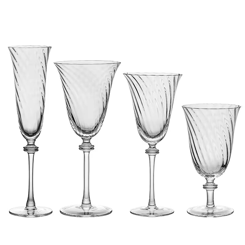Clear handmade wine goblet stemware