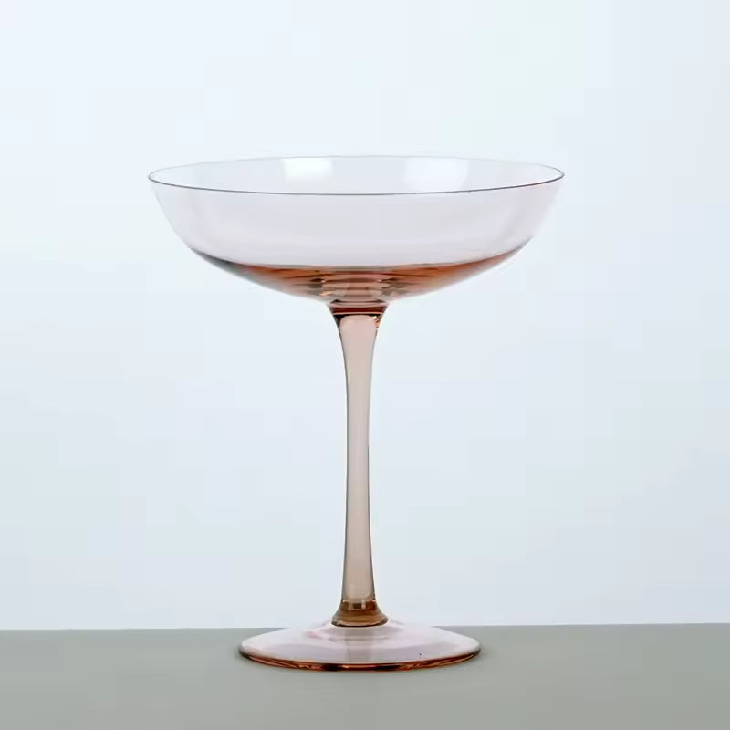 Pink spray handmade wine goblet stemware