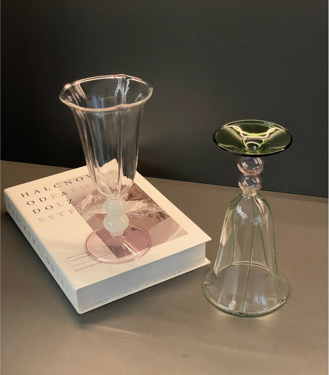 Clear and color solid glass high borosilicate goblet