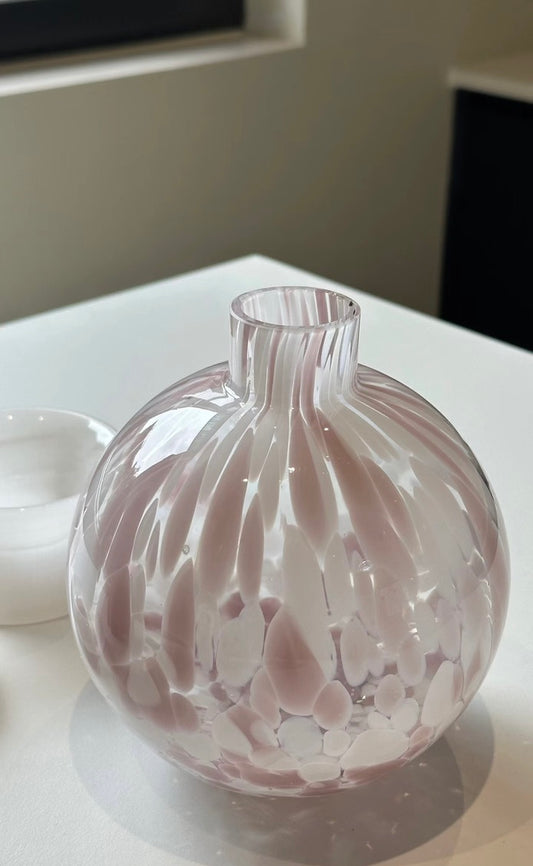 Pink dot handmade vase
