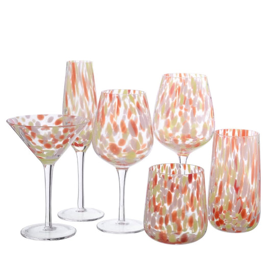 Pink dot handmade wine goblet stemware