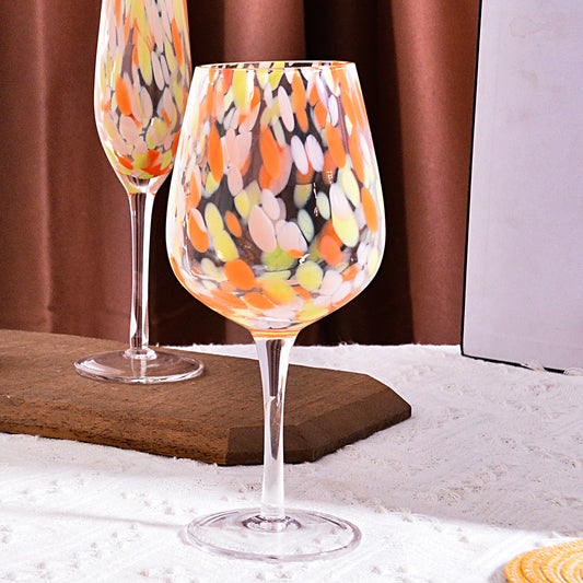 Pink dot handmade wine goblet stemware
