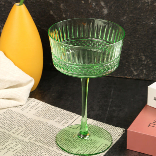 clear & spray green color ice cream goblet