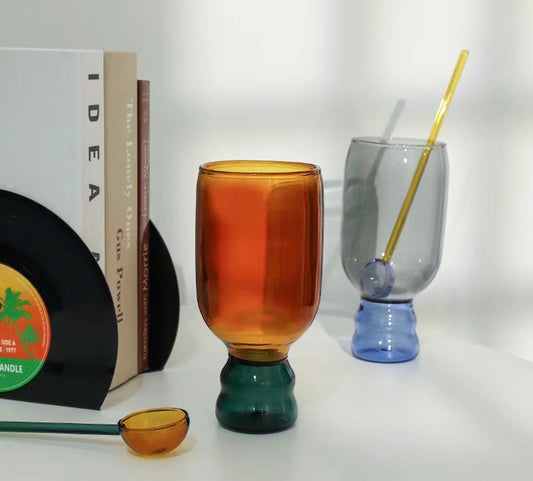 Color solid glass high borosilicate goblet