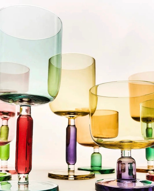 Spray color handmade wine goblet