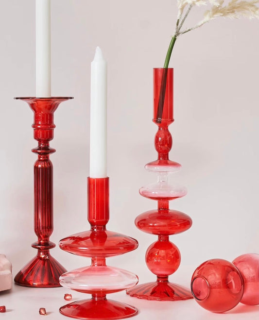 Red high borosilicate candle holder