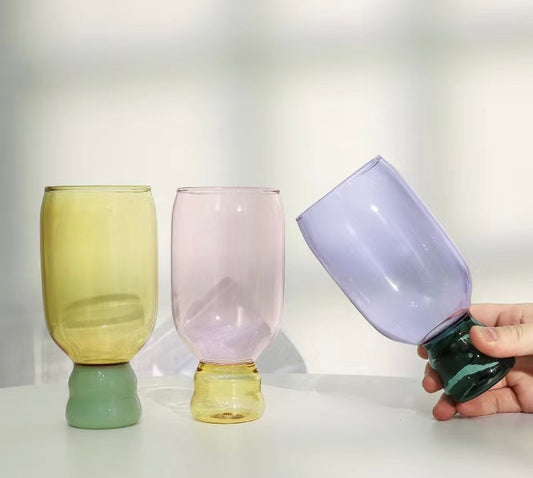 Color solid glass high borosilicate goblet