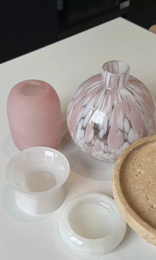 Pink dot handmade vase