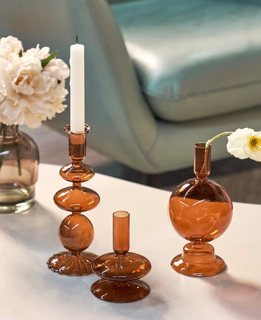 Amber high borosilicate candle holder