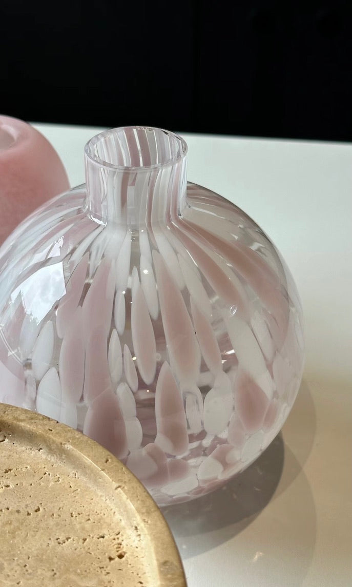 Pink dot handmade vase