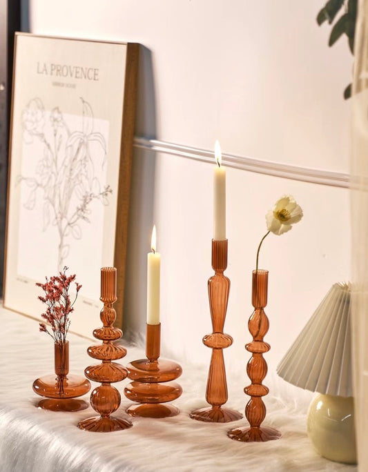 Amber high borosilicate candle holder