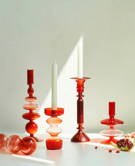 Red high borosilicate candle holder