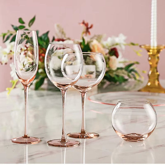 Pink spray handmade wine goblet stemware
