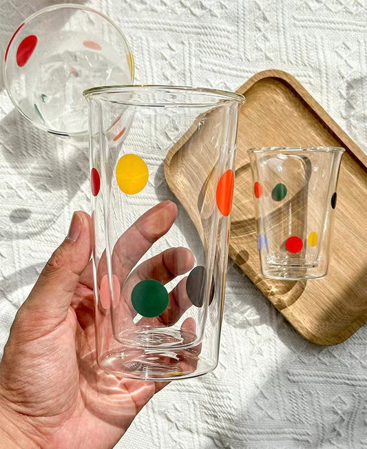 clear with color dot decal double wall high borosilicate