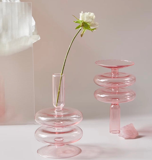 Pink high borosilicate candle holder