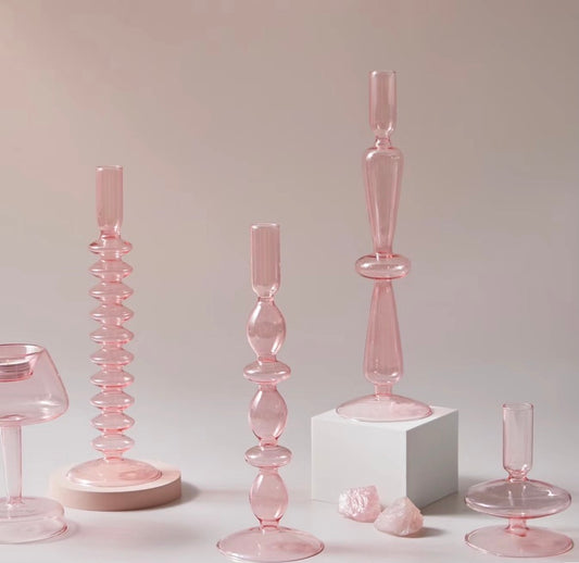 Pink high borosilicate candle holder