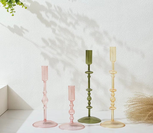 Pink high borosilicate candle holder