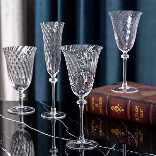 Clear handmade wine goblet stemware