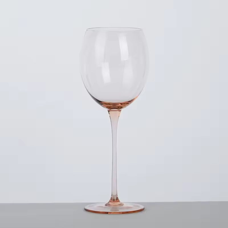 Pink spray handmade wine goblet stemware