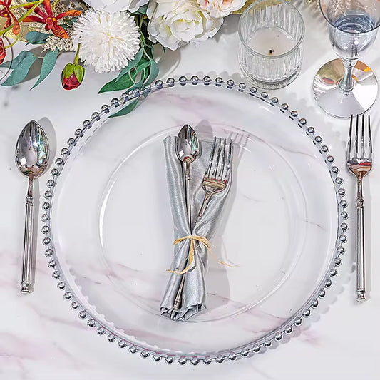 Gold Round Decorative 13inch Glass Charger Plates for Wedding Party Holiday