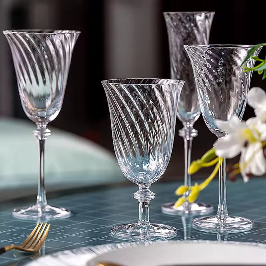 Clear handmade wine goblet stemware