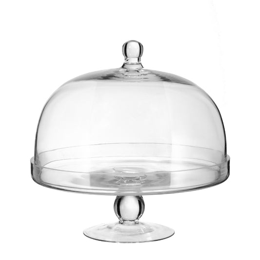 Clear glass cake dome and stand