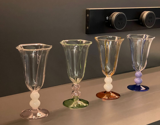 Clear and color solid glass high borosilicate goblet